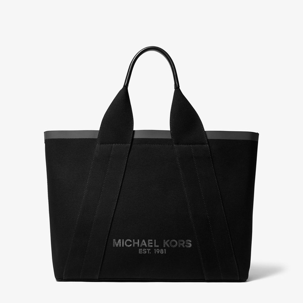 Michael Kors leather handles canvas tote